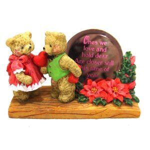 Vintage CHEERFUL RELECTIONS two bears with mirrored holiday verse 3.75" long